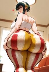 1girls ai ai_generated ass ass_focus big_breasts black_hair breasts busty curvaceous curvy curvy_body curvy_female curvy_figure dreamcoreart female female_only hi_res highres huge_ass huge_breasts large_breasts light-skinned_female long_hair looking_at_viewer mischievous_smile naughty_face red_eyes solo solo_focus spy_x_family stable_diffusion teasing yoga_pants yor_briar yor_forger
