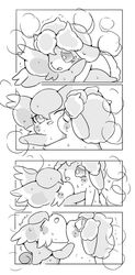 anthro bibitto_(cocotama) blush breath closed_eyes comic duo female hatori hug kamisama_minarai:_himitsu_no_cocotama male monochrome one_eye_closed open_mouth parine sex straight sweat tears