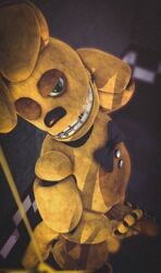 3d_(artwork) 3d_render against_wall animatronic animatronic_male bowtie closed_eye five_nights_at_freddy's fredbears_family_diner from_above green_eyes half-closed_eyes hand_behind_head holding_penis humanoid_genitalia humanoid_penis looking_at_viewer machine male male_only open_mouth penis rabbit rabbit_ears robot robot_anthro solo solo_male spring_bonnie spring_bonnie_(fnaf) yellow_body