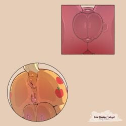 animal_genitalia animal_vulva anus applejack_(mlp) artist_name ass balls big_macintosh_(mlp) big_teats bodily_fluids clitoris cold-blooded-twilight cutie_mark dock_(anatomy) duo earth_pony english_text equid equine equine_anus equine_genitalia equine_vulva faceless_character faceless_female faceless_male female feral friendship_is_magic genitals hasbro hi_res horse male mammal my_little_pony nipples orange_body pony red_body sheath sweat tail teats text vulva yellow_tail