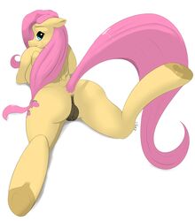 anthro anthrofied anus cutie_mark equine female fluttershy_(mlp) friendship_is_magic horse konkitty looking_back mammal my_little_pony nude pony presenting pussy raised_tail solo straight_hair wings