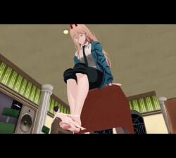 barefoot chainsaw_man feet feet_up foot_fetish mmd power_(chainsaw_man) stomp stomping trample trampling