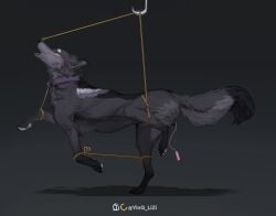 animal_genitalia animal_pussy bondage canid canine canine_genitalia canine_pussy female feral genitals harness hi_res mammal pussy solo yinglizi