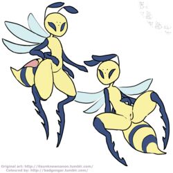 anthro arthropod badgengar bee black_eyes colored eyelashes fallin_lovelove_bee female heart insects itsunknownanon little_witch_academia mouthless multi_arm multi_limb pussy solo solo_focus straight_hair wings