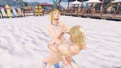 2boys anal anal_sex beach bikini cowgirl_position crossdressing femboy game_screenshot holding holding_partner leo_kliesen male sex steve_fox tekken tekken_8