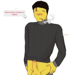 1boy blood_debt cigarette cigarette_in_mouth half_naked maks_kuznetsov male solo strawpage_request