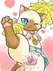 artist_request blue_eyes cheerleading feline felyne furry monster_hunter one_eye_closed pussy sex_toy