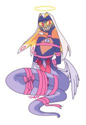 2_penises angel animal_genitalia animal_penis anthro apode arms_tied bdsm blush bondage bound butt_wings colored draconcopode erection genitals grin halo hands_behind_back hazbin_hotel hellaverse hemipenes hi_res legless male multi_genitalia multi_penis naga nude penis reptile ribbon_bondage ribbons scalie serpentine sharp_teeth sir_pentious_(hazbin_hotel) smile snake solo split_form starkintobor96 teeth unusual_wing_placement wings yellow_blush yellow_eyes