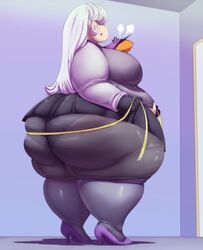 bbw breasts fat huge_ass large_breasts long_hair see_trough tights trinity-fate62 white_eyes white_hair