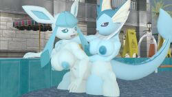 3d_(artwork) anthro big_breasts breasts detrun digital_media_(artwork) duo eeveelution female female/female generation_1_pokemon generation_4_pokemon glaceon looking_at_another looking_at_partner nintendo nipples obscured_tribadism obscured_vaginal pokemon pokemon_(species) public public_sex sex smile source_filmmaker_(artwork) tribadism vaginal_penetration vaporeon