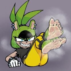 anthro feet furry musk_clouds smell smiling_at_viewer surge_the_tenrec sweaty_feet