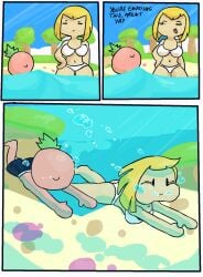 beach bubbles comic kirby_(series) macareunsfw swimming tomato_(okami_tomato) underwater water white_bikini zan_partizanne zxtomatofan