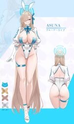 1girls asuna_(blue_archive) asuna_(bunny)_(blue_archive) blue_archive blue_eyes breasts bunny_ears bunny_girl bunnysuit female hair_over_one_eye hips huge_breasts light-skinned_female light_skin long_hair thick_thighs thighs wide_hips