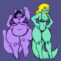 big_breasts bikini breasts catti_(deltarune) cleavage female furry huge_breasts mexifurfoof tagme thick_thighs wide_hips