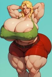 1girls 20th_century_fox abs ai_generated ass belt big_ass big_breasts blonde_hair civitai clothing dat_ass female female_only gooseymoosey huge_ass huge_breasts king_of_the_hill large_ass larger_female light-skinned_female long_hair luanne_platter massive_ass muscular muscular_arms muscular_female muscular_legs muscular_thighs nipple_bulge nipples nipples_visible_through_clothing outdoors shorts solo solo_female tagme thick_thighs thong wide_hips