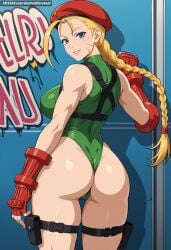 ai_generated aindroidparanoid ass ass ass_focus big_ass big_breasts big_butt blonde_female blonde_hair blue_eyes braid breasts cameltoe cammy_white cute fat_ass female female_only from_behind hat huge_ass huge_breasts huge_butt large_ass large_breasts large_butt military stable_diffusion street_fighter twin_braids