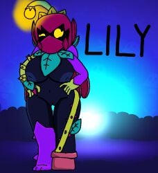 1girls big_ass big_breasts big_butt brawl_stars breasts fat_ass female lily_(brawl_stars) yellow_eyes