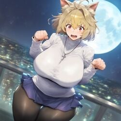 ahoge ai_generated alternate_body_type alternate_breast_size arcueid_brunestud background big_breasts black_pantyhose blonde_hair breasts breasts_bigger_than_head cat_ears catgirl chubby chunky city city_background curvy curvy_figure fat gigantic_breasts huge_breasts jewelry large_boobs large_breasts lingerie mature mature_body mature_figure meaty melty_blood necklace pantyhose paw_pose plump pout red_eyes short_hair sweater thicc thick thick_thighs thighs top_heavy tsukihime type-moon vampire vampire_girl venus_body voluptuous wide wide_hips