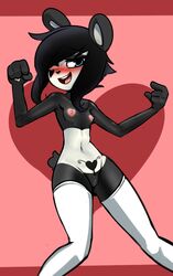 1girls 2017 anthro armpits bear black_body black_fur black_hair blue_eyes blush borrowed_character breasts clothing drunk feet female fur furry hair heart heart_marking heart_nipples kenny kenny_(kenashcorp) legwear looking_at_viewer mammal mimicp navel nipples nude one_eye_closed panda pose pussy simple_background small_breasts solo solo_female standing stockings tattoo thigh_highs two_tone_body uncensored white_body white_fur