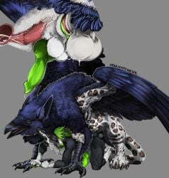 anthro anthro_on_feral anthro_penetrated avian balls beak black_beak black_claws canid claws cuntboy duo erection faunoiphilia feet feral feral_penetrating feral_penetrating_anthro full-package_cuntboy fur genitals green_knot green_penis green_pussy grey_body grey_fur gryphon herm hermaphrodite hi_res intersex intersex/male knot male male_on_maleherm maleherm mammal multi_genitalia mythological_avian mythological_creature mythology penetration penis pussy sex size_difference smaller_penetrated talons toes vaginal_penetration vaginal_sex venlightchaser ventusthesox zoophilia