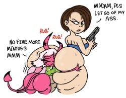 ass_focus ass_grab ass_smothering big_ass big_belly big_breasts big_butt big_nipples big_thighs face_down_ass_up face_in_ass helluva_boss hugging_ass jill_valentine resident_evil resident_evil_3 rule_63 theslashfive verosika_mayday_(helluva_boss)