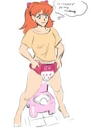 asuka_langley_sohryu diaper monomu neon_genesis_evangelion potty potty_training sketch thought_bubble