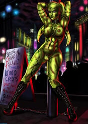 abuse alien bioware bondage boots breasts clothing disney female fey'ala footwear green_skin group humanoid lucasfilm nipple_piercing nipples piercing public public_humiliation purple_eyes pussy shadman sign solo_focus star_wars star_wars:_the_old_republic tattoo twi'lek