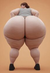 1girls 3d ai_generated ass ass_cheeks ass_focus back_view background bare_shoulders bbw big_ass big_booty big_bottom big_butt booty bottom_heavy brown_hair bubble_ass bubble_butt cellulite chubby chubby_female closed_eyes colossal_ass colossal_butt dat_ass dat_butt down_angle earrings enormous_ass enormous_butt fat fat_ass hair_bun huge_ass huge_butt hyper_ass hyper_butt lard_ass large_ass large_butt massive_ass massive_butt milf orange_background pawg phat_ass semi_nude short_hair simple_background sneakers solo solo_female standing stretch_marks tagme tank_top white_girl white_skin