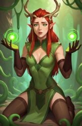 ai_generated antlers critical_role critical_role:_vox_machina dungeons_and_dragons elf elf_ears elf_female elf_girl freckles ginger keyleth magic magic_user pdbai red_hair tagme tentacle