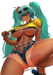 1girls 2024 ass badcompzero big_ass big_breasts big_thighs blue_eyes blue_hair brazil brazilian brazilian_female brazilian_miku breasts cyan_eyes cyan_hair female female_only hatsune_miku huge_ass huge_thighs latin_american_hatsune_miku_(meme) latina long_hair looking_at_viewer sega shirt shorts six_pack solo tagme tan tan-skinned_female tan_body tan_skin thick_hips thick_thighs thighs thong twintails vocaloid watermark white_background yellow_shirt