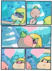 air_kiss asphyxiation bubbles comic drowning friend_heart_(kirby) kirby_(series) kissing macareunsfw puffy_cheeks tomato_(okami_tomato) underwater zan_partizanne zxtomatofan