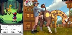 ai_generated girafarig male_on_feral pokemon pokephilia pumpkinai69 satoshi_(pokemon) zoophilia zoophobia