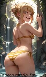 ai_generated back back_view bikini eyeshadow female high_resolution highres himiko_toga human ip_fox lake medium_boobs medium_breasts my_hero_academia nature nature_background open_mouth patreon patreon_link patreon_url patreon_username short_hair showing_ass showing_teeth smile water waterfall watermark wet wet_body wet_skin yellow_eyes yellow_hair