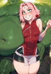 cheating cuckold dominant_male happy horny muscular ogre petite sakura_haruno