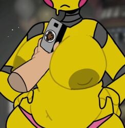 alraccoon animated big_breasts chubby chubby_female five_nights_at_freddy's no_sound tagme toy_chica toy_chica_(fnaf) video