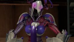 armpits breasts cum cum_on_breasts cum_on_face cum_on_penis dickgirl female glowing glowing_eyes intersex mirage_(warframe) penis shadow_(artist) video_games warframe