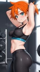 ai_generated gym_clothing kasumi_(pokemon) kasumi_(pokemon) sweaty