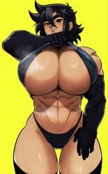 1girls abs alien alien/human alien_girl aspara_(swagkashi) dragon_ball dragon_ball_super dragon_ball_z female female_only light-skinned_female light_skin muscular_female oc original_character presenting_abs presenting_breasts presenting_tits saiyan saiyan_girl saiyan_tail swagkashi