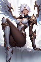 1girls ai_generated angel angel_wings armor ass bodysuit cameltoe child_bearing_hips dat_ass female female_focus female_only golden_eyes high_heel_boots high_heels kayle league_of_legends pussy pussy_visible_through_clothes riot_games solo solo_female solo_focus thick thick_ass thick_legs thick_thighs white_boots white_hair wings