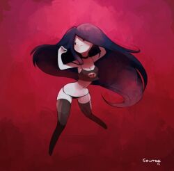 adventure_time black_collar black_hair black_socks black_topwear black_underwear floating grey_skin long_hair marceline pijama vampire_girl white_skin