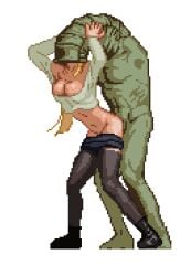 1monster big_breasts blonde_hair bouncing_breasts cum cum_inside defeat defeated_heroine domination face_sucking female interspecies_rape long_hair monster_penetration monster_rape naked_nipples parasite_in_city peril_sex pixel_art rape shirt spread_legs standing_sex thighhighs transparent_background vaginal_penetration vore