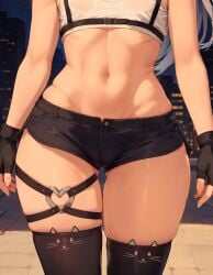 1girls ai_generated ass ass_visible_through_thighs belly big_ass big_butt cameltoe curvy fingerless_gloves flat_chest gluteal_fold hi_res hololive hololive_advent hololive_english hololive_grand_theft_auto huge_ass huge_butt koseki_bijou lavender_hair mogumachine navel police_uniform policewoman short_shorts slutty_outfit solo thick_thighs thigh_gap thigh_strap thighhighs thighs tummy virtual_youtuber