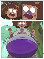 amphibia anne_boonchuy belly_bulge belly_expansion belly_inflation belly_noises blueberry_inflation breast_expansion dark-skinned_female huge_belly natan005 skin_turning_blue