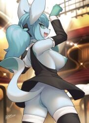 1girls anthro areola areolae breasts curvy curvy_female female female_focus female_only furry furry_only glaceon nipples partially_clothed partially_clothed_female pokemon pokemon_(species) solo solo_female solo_focus zinfyu