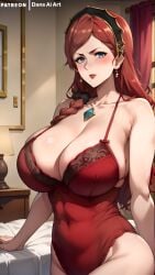 ai_generated big_breasts dans_ai female hilda_boreas_greyrat huge_breasts lingerie mature_female milf mother mushoku_tensei mushoku_tensei:_isekai_ittara_honki_dasu red_hair voluptuous