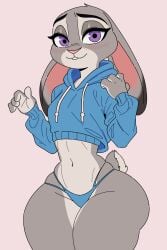 1girl anthro big_eyes blush blushing bunny bunny_ears bunny_girl bunny_tail cropped_hoodie cute cute_face female female_only flat_chest furry furry_female hoodie judy_hopps rabbit rabbit_girl rabbit_humanoid small_breasts thick_thighs thin_waist thong voluptuous yoradav zootopia