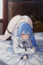 1girls ahe_gao ai_generated ass bare_shoulders big_ass big_breasts blue_eyes blue_hair blush breasts cum female heels legs_spread maid_dress maid_headdress maid_outfit maid_stockings moan open_mouth pussy pussy_exposed pussy_juice_drip re:zero_kara_hajimeru_isekai_seikatsu rem_(re:zero) shoes single_girl solo stockings thighhighs