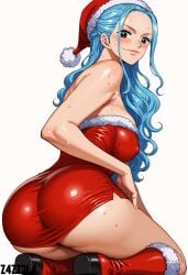 ai_generated alluring ass big_ass big_breasts black_eyes blue_hair blush breasts christmas christmas_clothing christmas_hat christmas_headwear christmas_outfit cleavage earrings female female_only femaleseduction long_hair looking_at_viewer naked nefertari_vivi nefertari_vivi_(one_piece) nude one_piece red_outfit revealing_clothes santa santa_hat santa_outfit seductive seductive_body seductive_eyes short_dress teasing vivi vivi_(one_piece) z4zt3l4