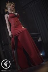 3d blonde_hair blonde_hair bulge bulge_through_clothing classy elegant elegant_dress erect_penis erection final_fantasy final_fantasy_vii final_fantasy_vii_remake forged3dx futa_only futanari high_heels legwear long_penis makeup milf penis penis_visible_through_clothing red_dress scarlet_(ffvii) solo solo_futa stockings thighhighs