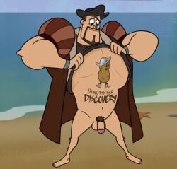 balls bara beard bottomless cal_(new_looney_tunes) edit facial_hair flaccid looney_tunes male male_only muscles muscular new_looney_tunes pantsless penis solo solo_male